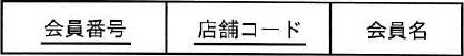 会員番号（下線あり）、店舗コード（下線あり）、会員名の3列